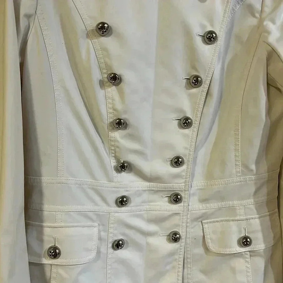 [US12]Etcetera-Anthropologie Cream Double  Breasted Blazer Jacket Trench coat - Picture 5 of 8